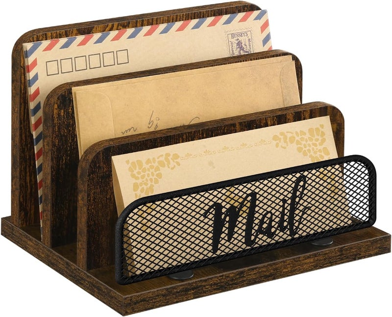 YINMIT Mail Organizer Countertop, Mail Holder with 3-Slot, Desktop Mail Sorter, Mail Organizer for Desk, Letter Sorter File Holder, Office Desk Organizers and Accessories - Image 1